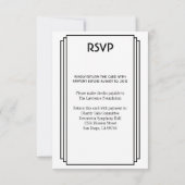 Art Deco Black gestapeld lijst Gold RSVP-respons RSVP Kaartje (Achterkant)