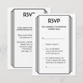 Art Deco Black gestapeld lijst Gold RSVP-respons RSVP Kaartje (Voorkant / Achterkant)