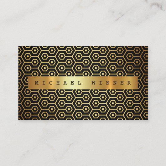 Art Deco Black Glam Ornament Vip Golden Folie Visitekaartje (Voorkant)