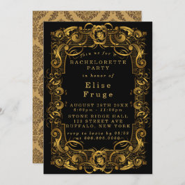 Art Deco Black Gold Bachelorette Party Kaart
