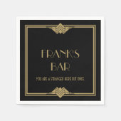 Art Deco Black Gold Bar Naam Servet (Voorkant)