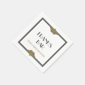 Art Deco Black Gold Bar Name Napkins Servet (Hoek)