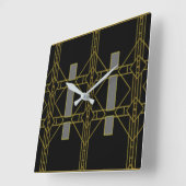 Art Deco Black & Gold Design-wandkast Vierkante Klok (Hoek)