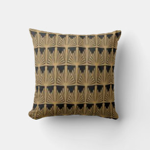 Art Deco Black & Gold Fan Design Sierkussen