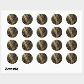 Art Deco Black Gold Feathers Ronde Sticker (Vel)