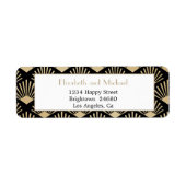 Art Deco Black Gold  Gatsby Wedding Etiket (Voorkant)