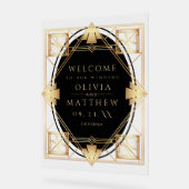 Art Deco Black Gold Geometric Wedding  Acryl Bord (Hoek)