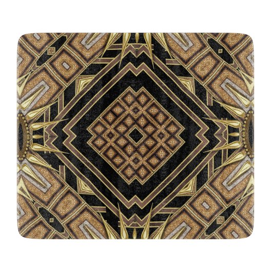 Art Deco Black Gold GeometricGlam Pattern Snijplank (Voorkant)