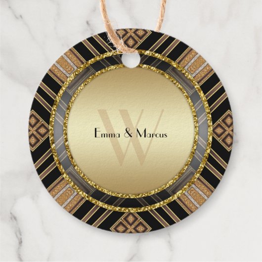 Art Deco Black Gold Geometry Wedding Special Event Bedankjes Labels (Achterkant)