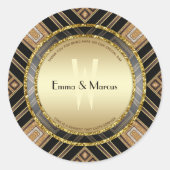 Art Deco Black Gold Geometry Wedding Special Event Ronde Sticker (Voorkant)