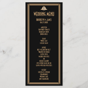 Art Deco Black Gold Great Gatsby Wedding Menu Kaar