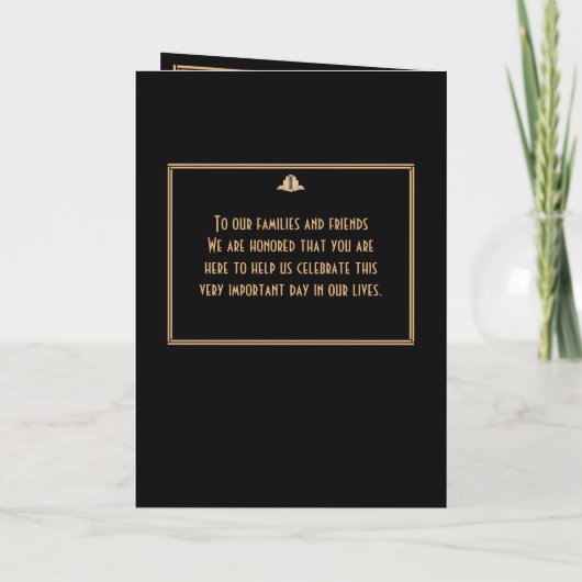 Art Deco Black Gold Great Gatsby Wedding Programs Programma (Achterkant)