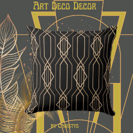 Art Deco Black & Gold Lumbar Pillow Kussen