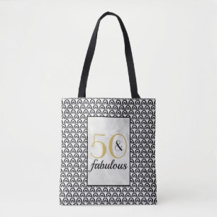 Art Deco Black Gold Marble 50 & Fabulous Tote Bag