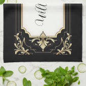 Art Deco Black & Gold Ornate Frame  Theedoek (Gevouwen)