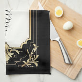 Art Deco Black & Gold Ornate Frame  Theedoek (Quarter Fold)