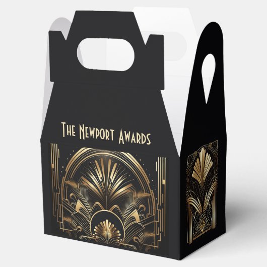 Art-Deco Black & Gold Party Favors Personalized Bedankdoosjes (Geopend)