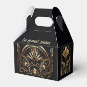 Art-Deco Black & Gold Party Favors Personalized Bedankdoosjes (Voorkant Zijde)