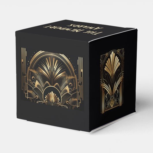 Art Deco Black & Gold Party Favors - Persoonlijke  Bedankdoosjes (Achterkant)