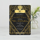 Art Deco Black & Gold Party Uitnodiging (Staand voorkant)