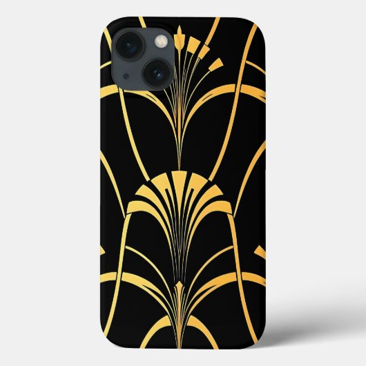 Art Deco Black Gold Pattern iPhone Case (Achterkant)