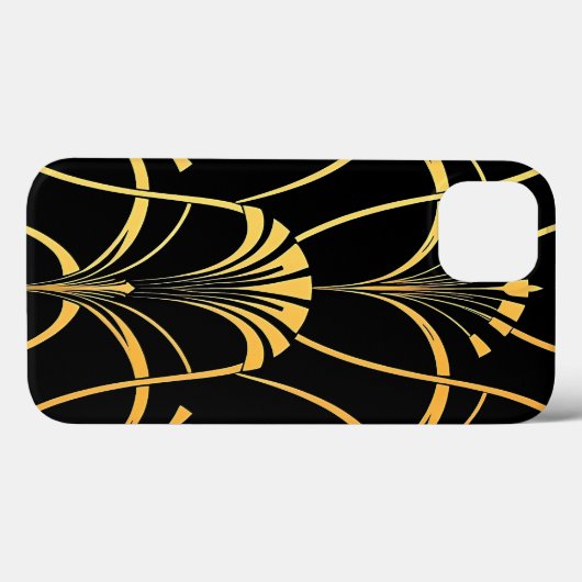 Art Deco Black Gold Pattern iPhone Case (Achterkant (horizontaal))