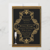 Art Deco Black Gold Royal Brunch & Bubble Invitati Kaart (Voorkant)