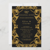 Art Deco Black Gold Royal Rehearsal Dinner Kaart (Voorkant)