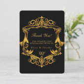 Art Deco Black Gold Royal Weddenschap Hartelijk da Kaart (Staand voorkant)