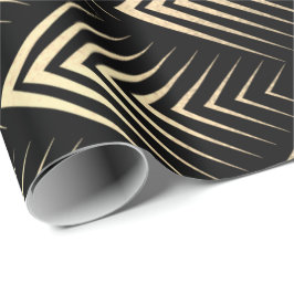 Art Deco Black Gold Sepia Scales Geometry Cadeaupapier