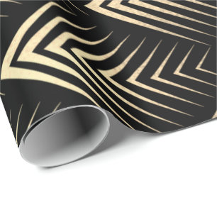 Art Deco Black Gold Sepia Scales Geometry Cadeaupapier