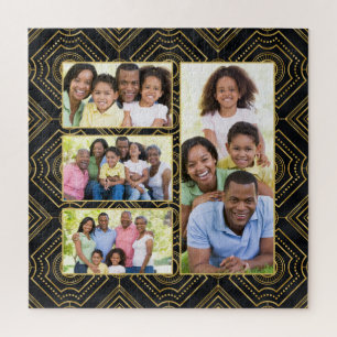 Art Deco Black Gold Voeg je familie fotocollage to Legpuzzel