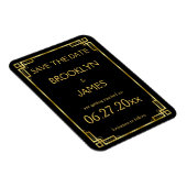 Art Deco Black Gold Wedding Save the Date Magnet Magneet (Rechterzijde)
