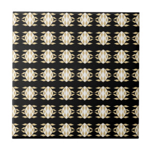 Art Deco Black Gold White - grafisch patroon Tegeltje