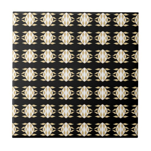 Art Deco Black Gold White - grafisch patroon Tegeltje (Voorkant)