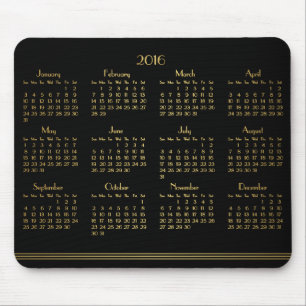 Art Deco Black Gold Yarly Calendar 2016 Mousepad Muismat
