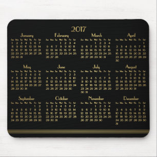 Art Deco Black Gold Yarly Calendar 2017 Mousepad Muismat