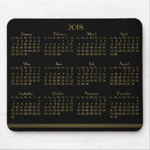 Art Deco Black Gold Yarly Calendar 2018 Mousepad Muismat