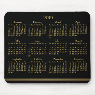 Art Deco Black Gold Yarly Calendar 2019 Mousepad Muismat