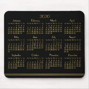 Art Deco Black Gold Yarly Calendar 2020 Mousepad Muismat