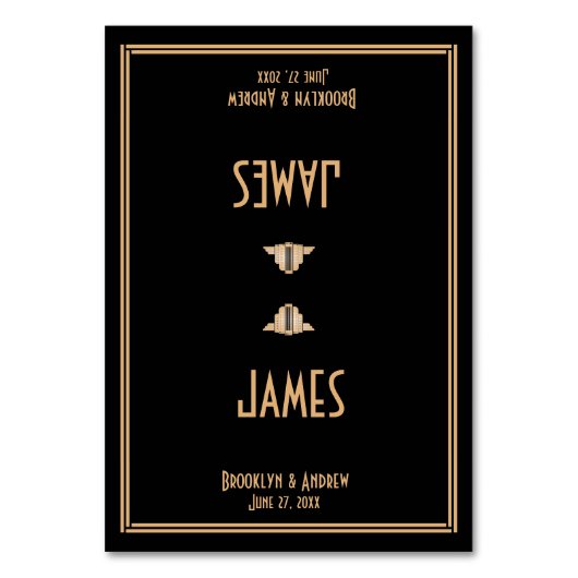 Art Deco Black Great Gatsby Wedding Place Kaarten (Voorkant)