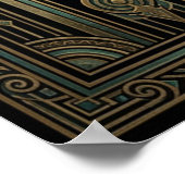 Art Deco Black Hole Celestial Poster | Gold Teal (Hoek)