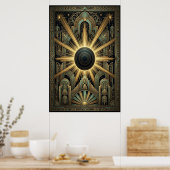 Art Deco Black Hole Celestial Poster | Gold Teal (Keuken)