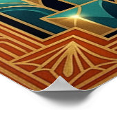 Art Deco Black Horse Cactus Palace Gold Teal Poste Poster (Hoek)