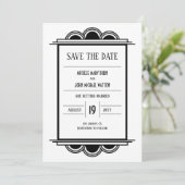 Art Deco Black Lijst White Save the Date Kaart (Staand voorkant)