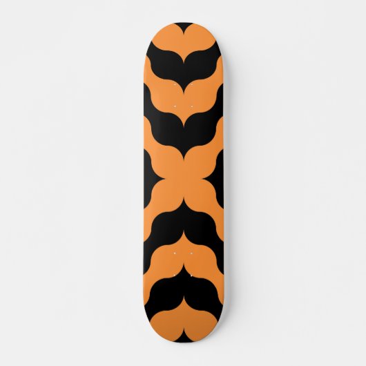 Art Deco Black, Oranje Retro Abstracte kunst Skateboard (Voorkant)