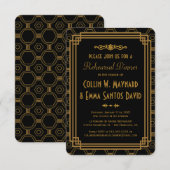 Art Deco Black repetitie diner uitnodigingen (Voorkant / Achterkant)