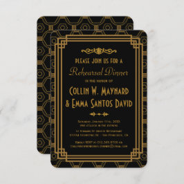 Art Deco Black repetitie diner uitnodigingen