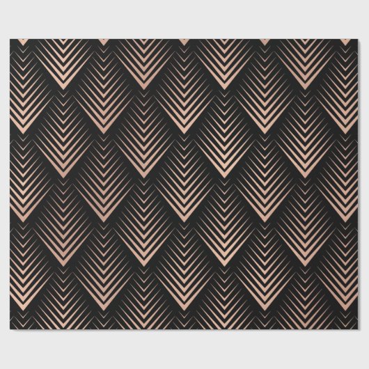Art Deco Black Roos Gold Elegant Minimal Geometry Cadeaupapier (Vlak)