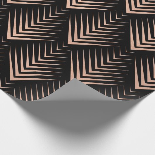 Art Deco Black Roos Gold Elegant Minimal Geometry Cadeaupapier (Hoek)